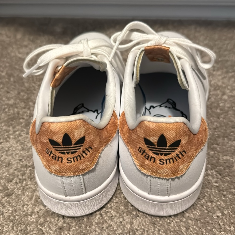 Adidas White and Tan Stan Smith Sneakers Classic Design